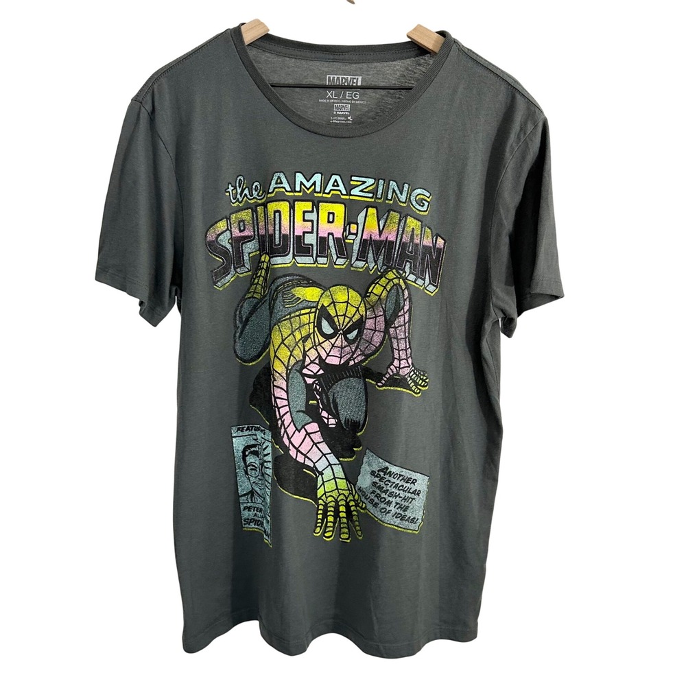 Marvel The Amazing Spiderman Graphic Print T-Shirt Top Grey‎ Extra Large